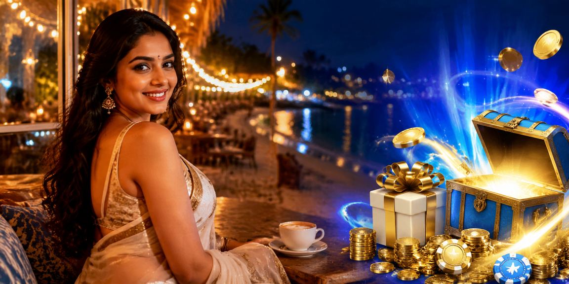 Indian woman using mobile betting app with cricket background for mf244dw